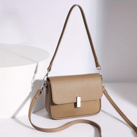 Women'S Genuine Leather Crossbody Bag - Minimalist Small Square Purse with Zipper Closure, Elegant Everyday & Formal Handbag, Durable Oil-Tanned Edges, Easy